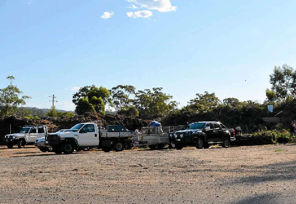 The green waste area of the Warwick Central Waste Management Facility was busy on Monday as residents begin cleaning up after Sunday’s destructive storm.